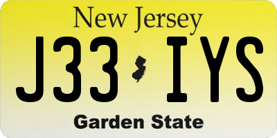 NJ license plate J33IYS