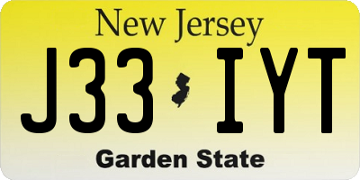 NJ license plate J33IYT