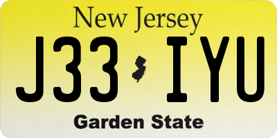 NJ license plate J33IYU