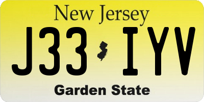 NJ license plate J33IYV