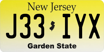 NJ license plate J33IYX
