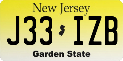 NJ license plate J33IZB