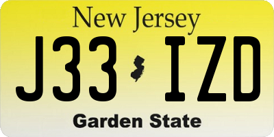 NJ license plate J33IZD