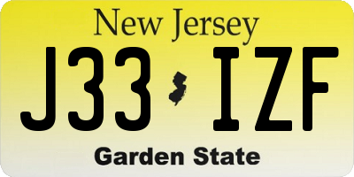 NJ license plate J33IZF