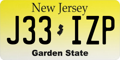 NJ license plate J33IZP