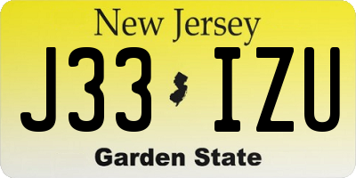 NJ license plate J33IZU