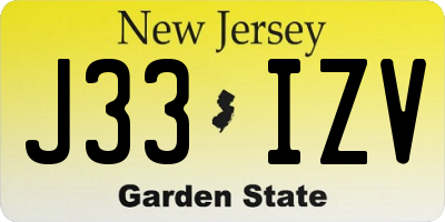 NJ license plate J33IZV