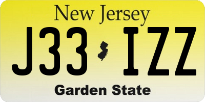 NJ license plate J33IZZ