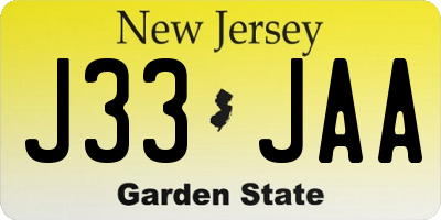 NJ license plate J33JAA