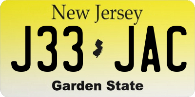 NJ license plate J33JAC