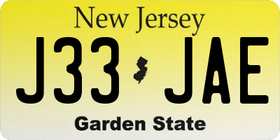 NJ license plate J33JAE