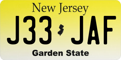 NJ license plate J33JAF