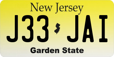 NJ license plate J33JAI