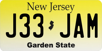 NJ license plate J33JAM
