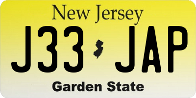 NJ license plate J33JAP