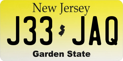NJ license plate J33JAQ