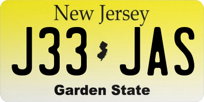 NJ license plate J33JAS