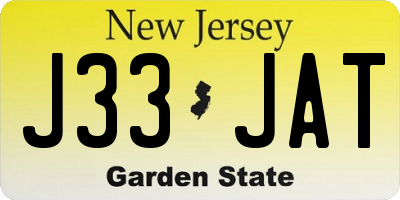 NJ license plate J33JAT