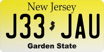NJ license plate J33JAU