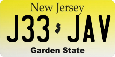 NJ license plate J33JAV
