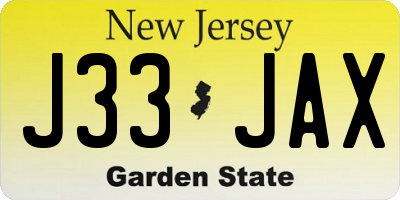 NJ license plate J33JAX