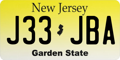 NJ license plate J33JBA