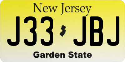 NJ license plate J33JBJ