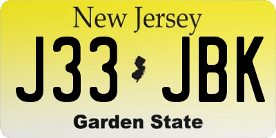 NJ license plate J33JBK