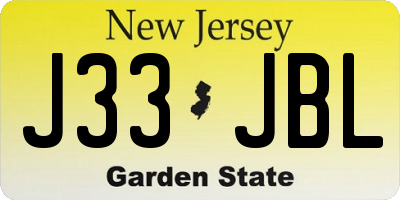 NJ license plate J33JBL