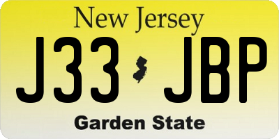 NJ license plate J33JBP
