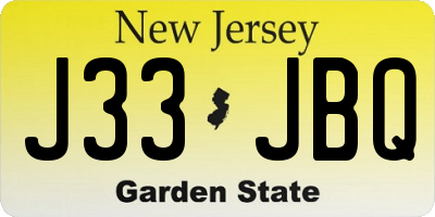 NJ license plate J33JBQ