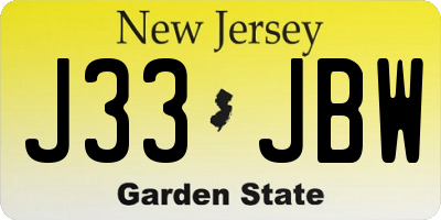 NJ license plate J33JBW