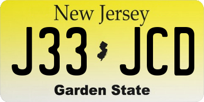 NJ license plate J33JCD