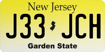 NJ license plate J33JCH