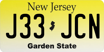NJ license plate J33JCN