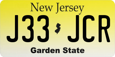 NJ license plate J33JCR