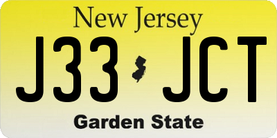 NJ license plate J33JCT
