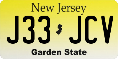 NJ license plate J33JCV