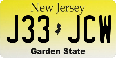NJ license plate J33JCW