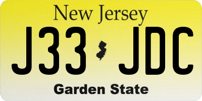 NJ license plate J33JDC