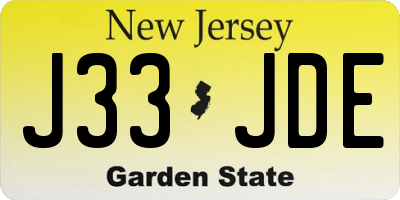 NJ license plate J33JDE