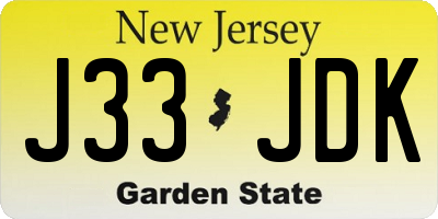 NJ license plate J33JDK