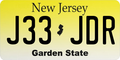 NJ license plate J33JDR