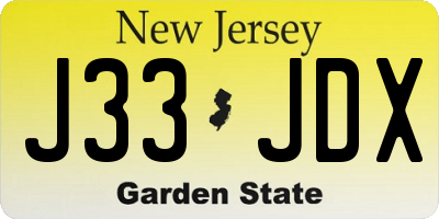 NJ license plate J33JDX