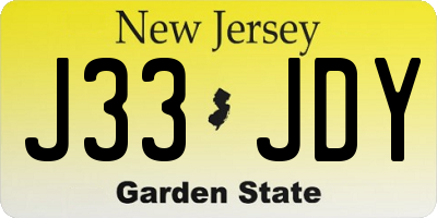 NJ license plate J33JDY