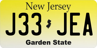 NJ license plate J33JEA