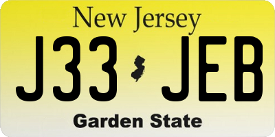 NJ license plate J33JEB