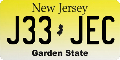 NJ license plate J33JEC
