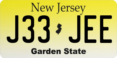 NJ license plate J33JEE