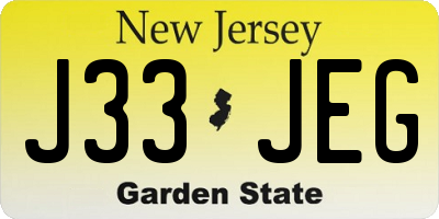 NJ license plate J33JEG